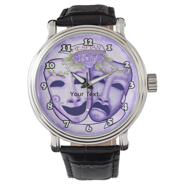 Paarse Actormaskers Horloge (Voorkant)