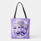 Paarse Actormaskers Tote Bag (Achterkant)