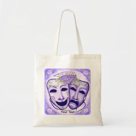 Paarse Actormaskers Tote Bag (Voorkant)