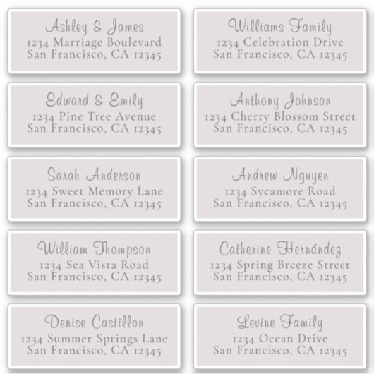 Paarse Adresetiketten voor bruiloft Sticker (Voorkant)