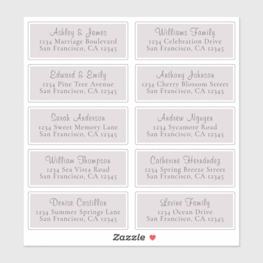  Paarse Adresetiketten voor bruiloft Sticker (Vel)