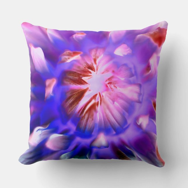 Paarse afdruk Floral Sierkussen (Voorkant)