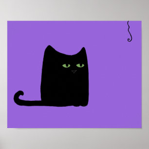 Paarse afdrukken met vetkat (aanpasbaar) poster