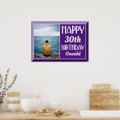 Paarse Afgeschuinde Art Deco Verjaardagsfoto Poster (Keuken)