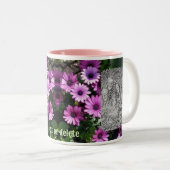 Paarse African Daisy Flowers Lijst Uw foto toevoeg Tweekleurige Koffiemok (Voorkant rechts)