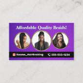 Paarse African Hair Braiding Service Speciale Aanb Visitekaartje (Achterkant)