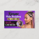 Paarse African Hair Braiding Service Speciale Aanb Visitekaartje (Voorkant)