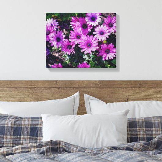 Paarse Afrikaanse Daisies geknette blik Canvas Afdruk (Insitu (Slaapkamer))