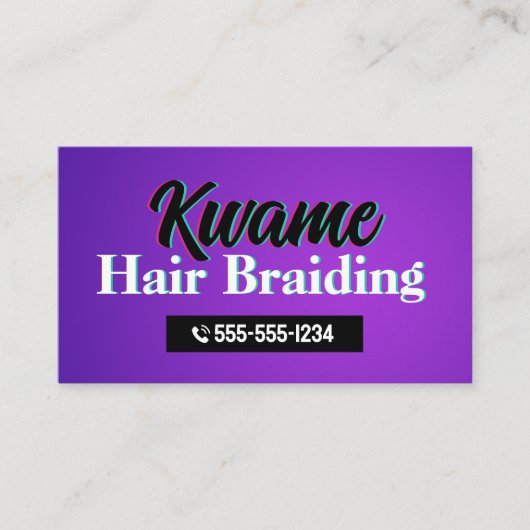 Paarse Afrikaanse haarvlechtdienst Klantenkaartje (Voorkant)