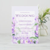 paarse Afrikaanse violette huwelijksuitnodiging Kaart (Staand voorkant)
