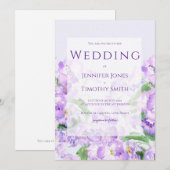 paarse Afrikaanse violette huwelijksuitnodiging Kaart (Voorkant / Achterkant)