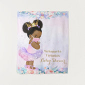 Paarse Afro-Baby met Baby shower van het Masker M Wandkleed (Voorkant)