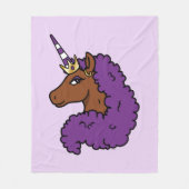 Paarse Afro Eenhoorn Fleece Deken (Voorkant)