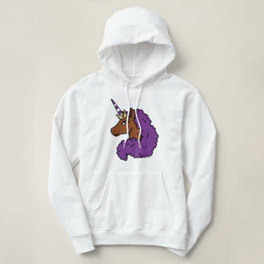 Paarse Afro Eenhoorn Hoodie (Design voorkant)