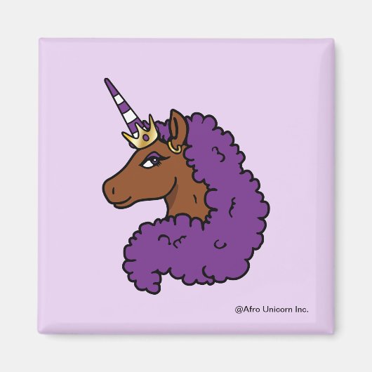 Paarse Afro Eenhoorn Magneet (Voorkant)
