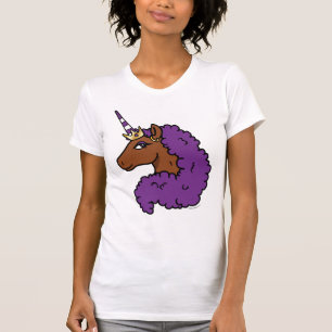 Paarse Afro Eenhoorn T-shirt