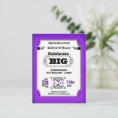  Paarse afspeelbrief (Birthday Party Invitation) Kaart (Staand voorkant)