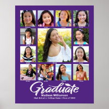 Paarse afstudeer K–12 foto-collage script modern