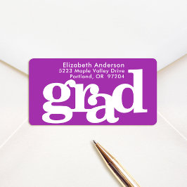 Paarse afstudeer moderne vetgedrukte typografie ad etiket