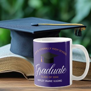 Paarse afstudeercadeau op maat voor afgestudeerden koffiemok
