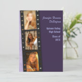 Paarse Afstudeerder voor kleurenblok Aankondiging (Staand voorkant)