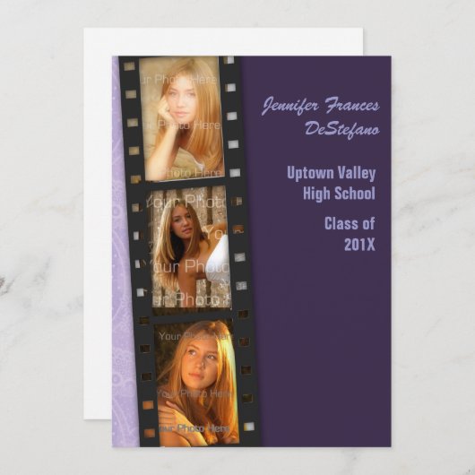 Paarse Afstudeerder voor kleurenblok Aankondiging (Voorkant / Achterkant)