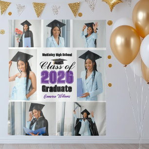 Paarse afstudeerfeest foto collage 2026 wandkleed