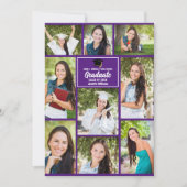 Paarse afstudeerfoto-collage Moderne afstuderen Aankondiging (Voorkant)