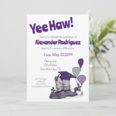 Paarse afstudeerkap Cowboy Boot Arrangement Kaart (Staand voorkant)