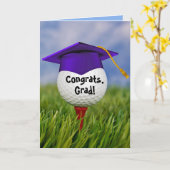 Paarse afstudeerkap op Golfbal Kaart (Gele Bloem)