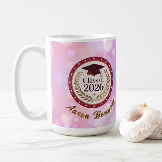 Paarse afstudeerklas van 2026 koffiemok (Met donut)