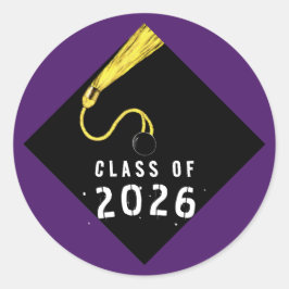 Paarse Afstuderen 2026 Ronde Sticker
