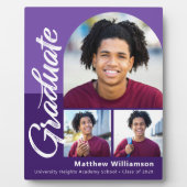 Paarse Afstuderen 3 Foto Bold Arch Script Modern Fotoplaat (Voorkant)