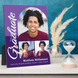 Paarse Afstuderen 3 Foto Bold Arch Script Modern Fotoplaat