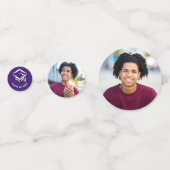 Paarse Afstuderen 3 Photo Bold Script Pet Minimaal Confetti (Achterkanten)