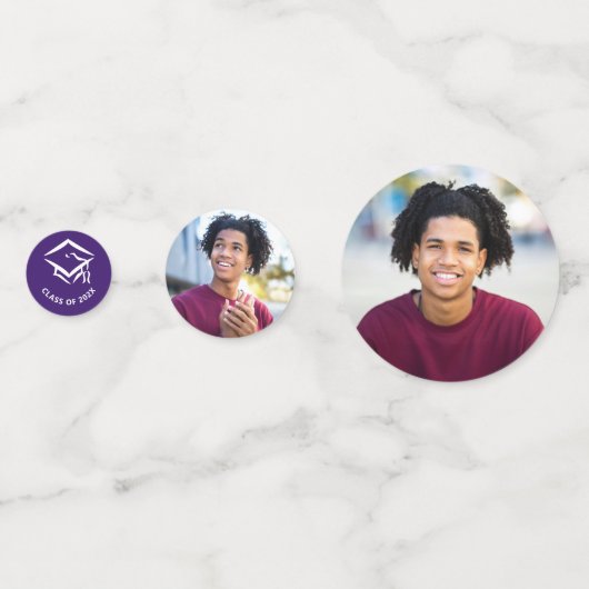 Paarse Afstuderen 3 Photo Bold Script Pet Minimaal Confetti (Achterkanten)