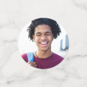 Paarse Afstuderen 3 Photo Bold Script Pet Minimaal Confetti (Kleine voorkant)