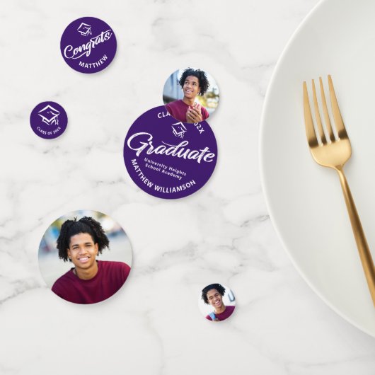 Paarse Afstuderen 3 Photo Bold Script Pet Minimaal Confetti (Groep)