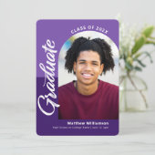 Paarse Afstuderen 4 Foto Bold Arch Script Modern Aankondiging (Staand voorkant)