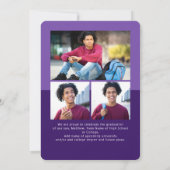 Paarse Afstuderen 4 Foto Bold Arch Script Modern Aankondiging (Achterkant)