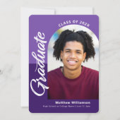 Paarse Afstuderen 4 Foto Bold Arch Script Modern Aankondiging (Voorkant)