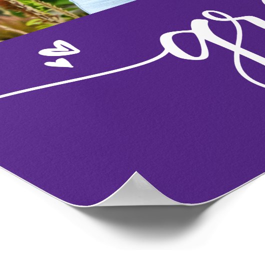 Paarse Afstuderen 4 Photo Script Hearts Modern Poster (Hoek)