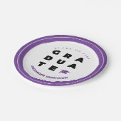 Paarse AFSTUDEREN brieven en Afstuderen van Petten Papieren Bordje (Gekanteld)