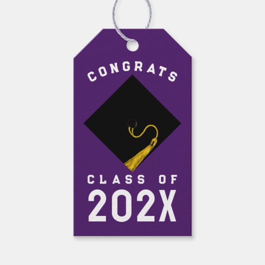 Paarse Afstuderen Cadeaulabel (Voorkant)