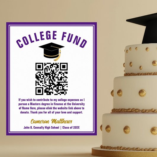 Paarse Afstuderen College Fund QR-code Poster