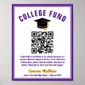 Paarse Afstuderen College Fund QR-code Poster (Voorkant)