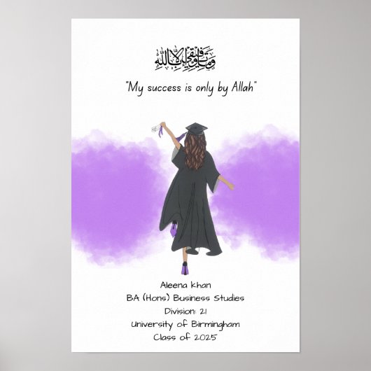 Paarse Afstuderen diploma Poster (Voorkant)