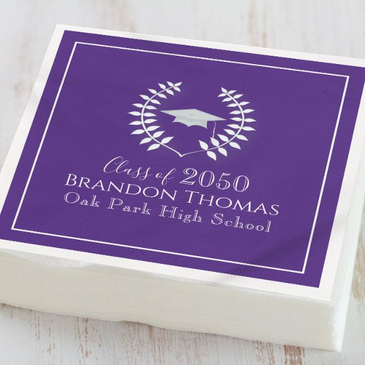 Paarse Afstuderen Elegant Laureaat Custom Servet