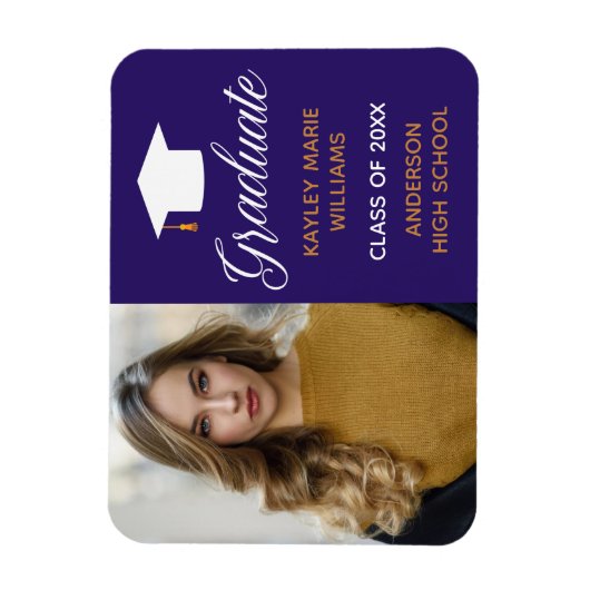 Paarse Afstuderen Foto 2023 Afstuderen Aankondigin Magneet (Verticaal)
