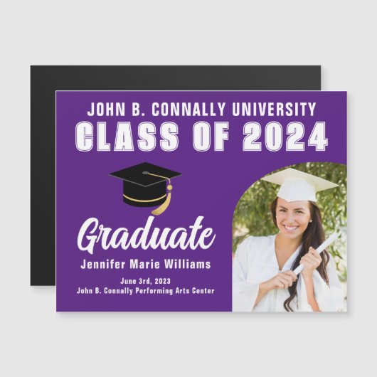 Paarse Afstuderen Foto Aangepaste Afstuderen Magne (Voorkant / Achterkant)